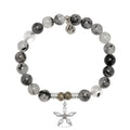 Rutilated Quartz Gemstone Bracelet with Renewal Sterling Silver Charm