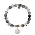 Rutilated Quartz Gemstone Bracelet with Sand Dollar CZ Sterling Silver Charm