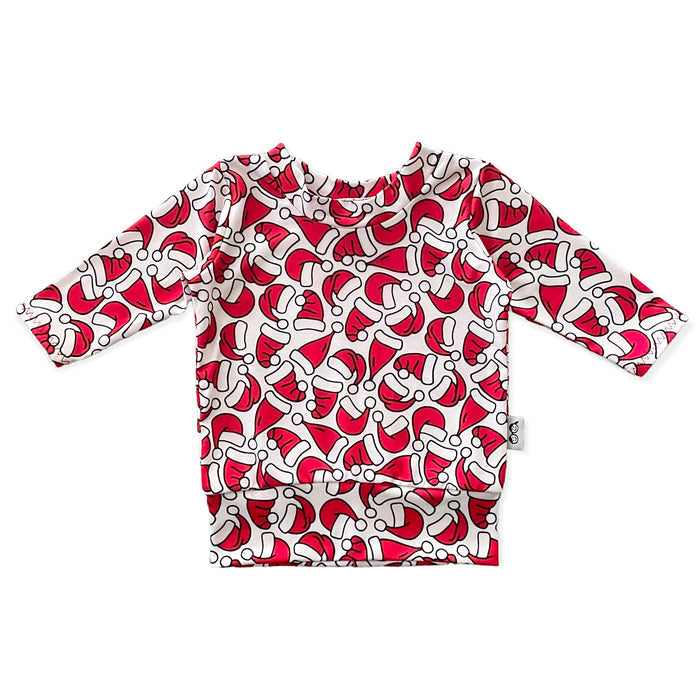 Two-piece Santa Hats Baby Lounge Set featuring a long-sleeve top and matching leggings, perfect for newborns and toddlers during the Christmas season.