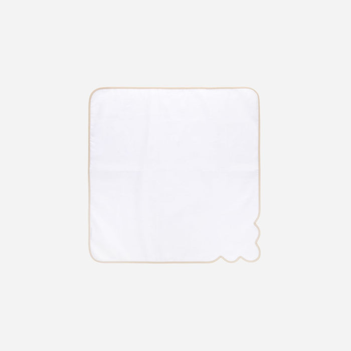 Scalloped Nude & White Dinner Napkin - Set of 4