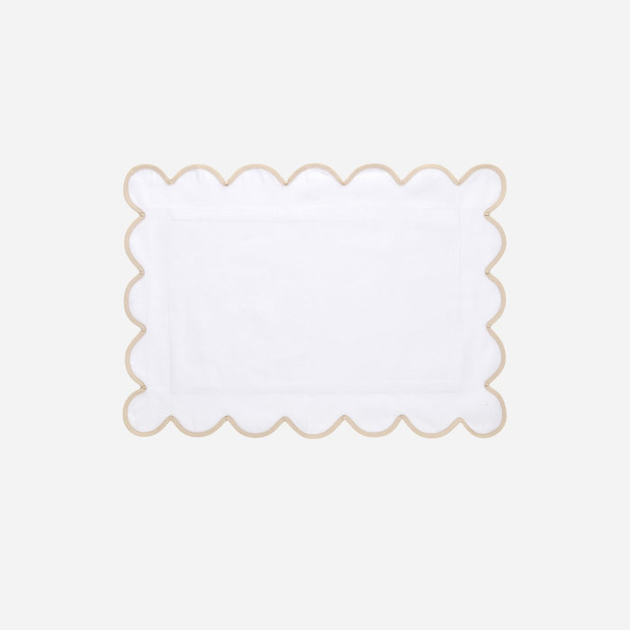 Scalloped Nude & White Placemat - Set of 4
