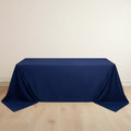 Navy tablecloth draped over a table for elegant events