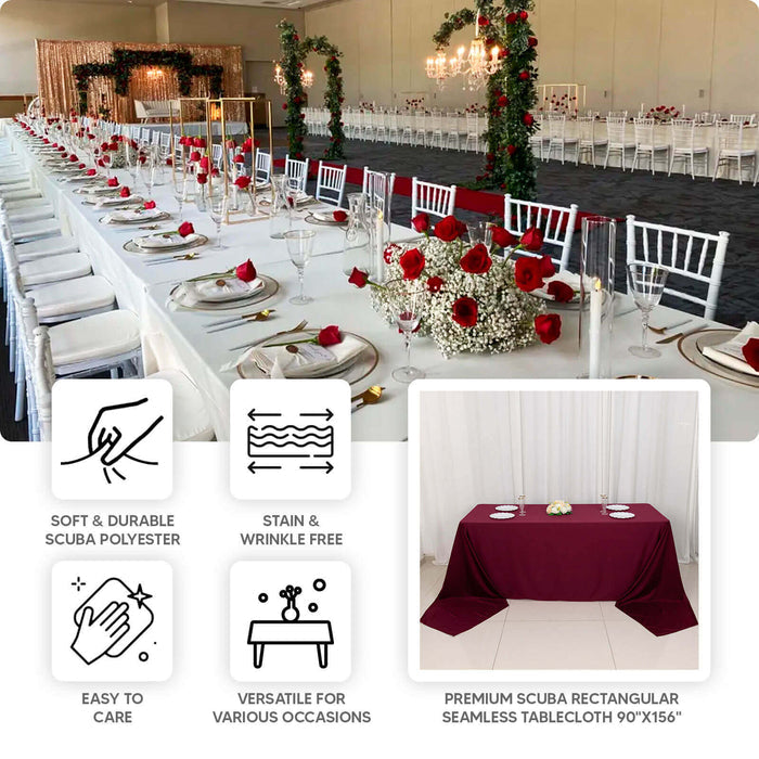 Premium scuba rectangular seamless tablecloth 90"x156" for various occasions.