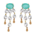 Seaglass and Pearl Tassel Statement Earrings
