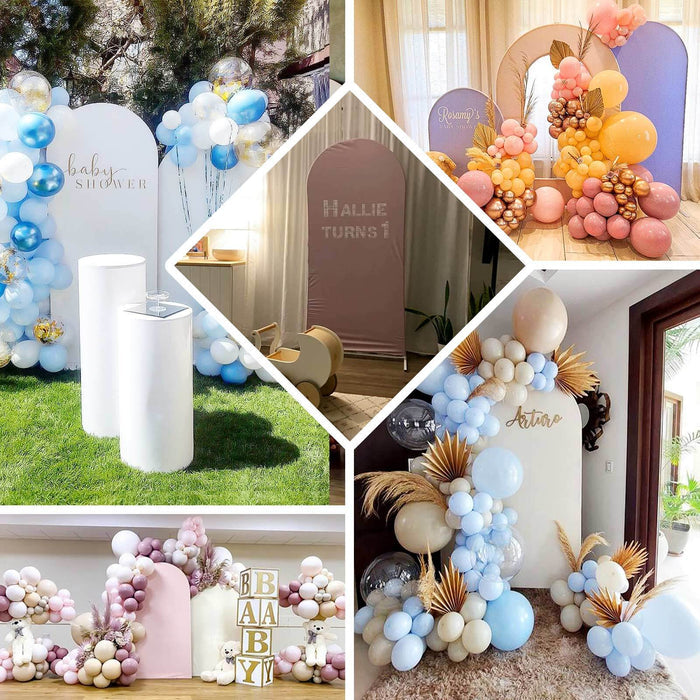 Colorful balloon decorations for baby shower and birthday celebrations.