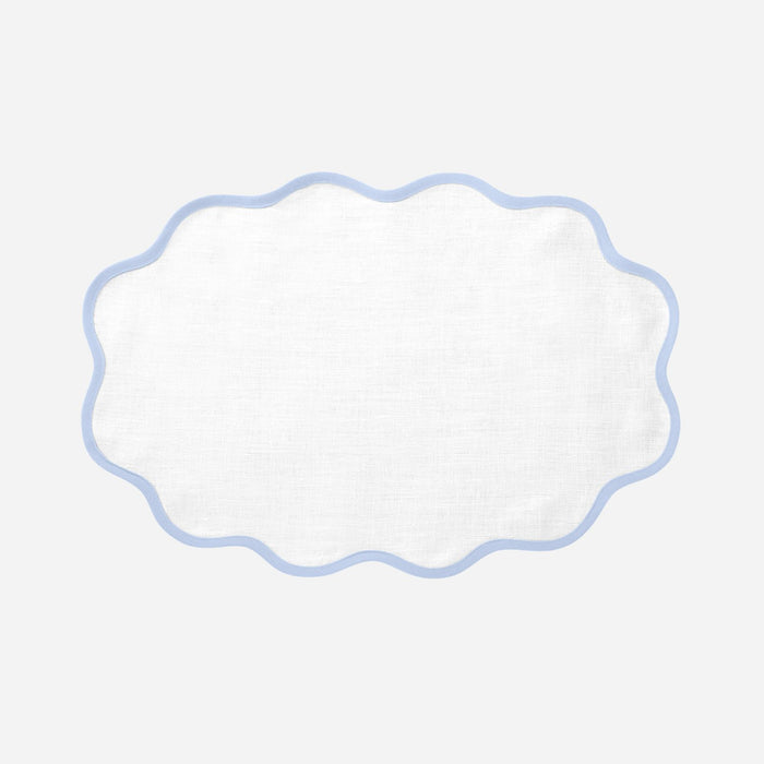 Set of Four Ice Blue Scallop Placemats
