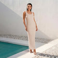 Shell Embellished Rib-Knit Maxi Dress