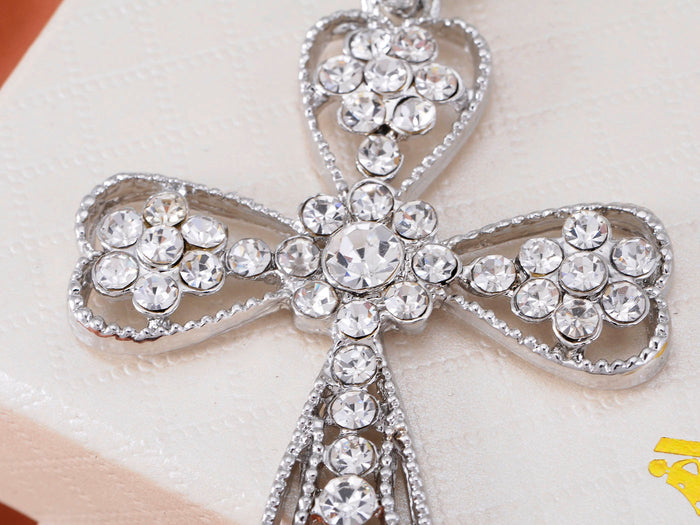 Shine Flower Holy Cross Pendant Necklace