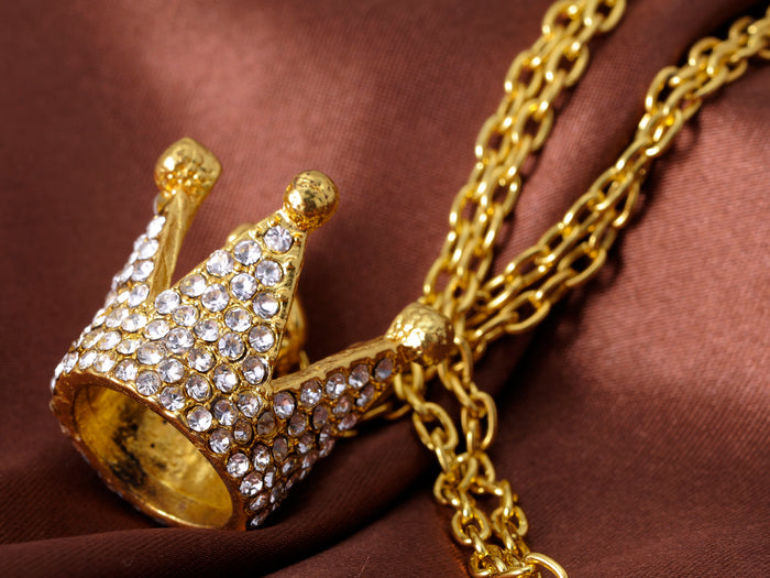 Shine Queen King Crown Pendant Necklace - ALILANG.COM