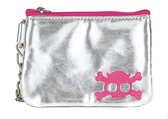 SILVER  SKULL PURSE WALLET