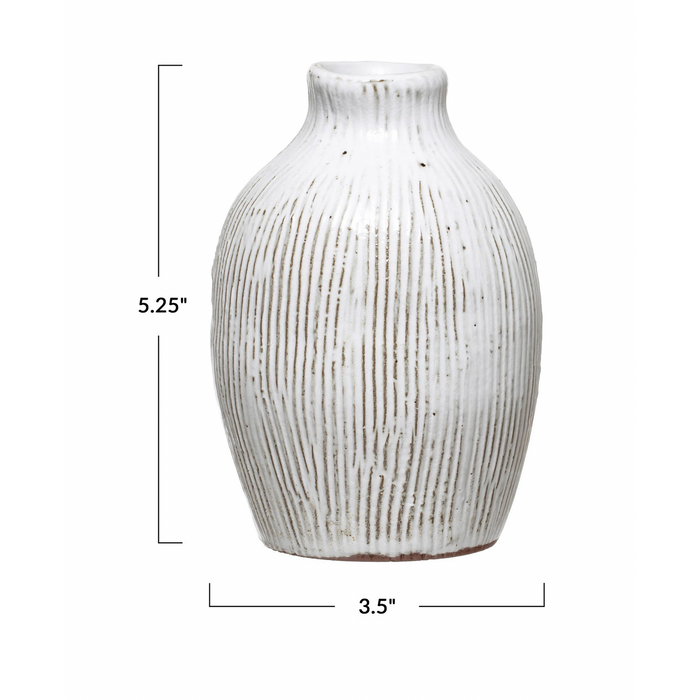 Small Terracotta Vase with Engraved Lines