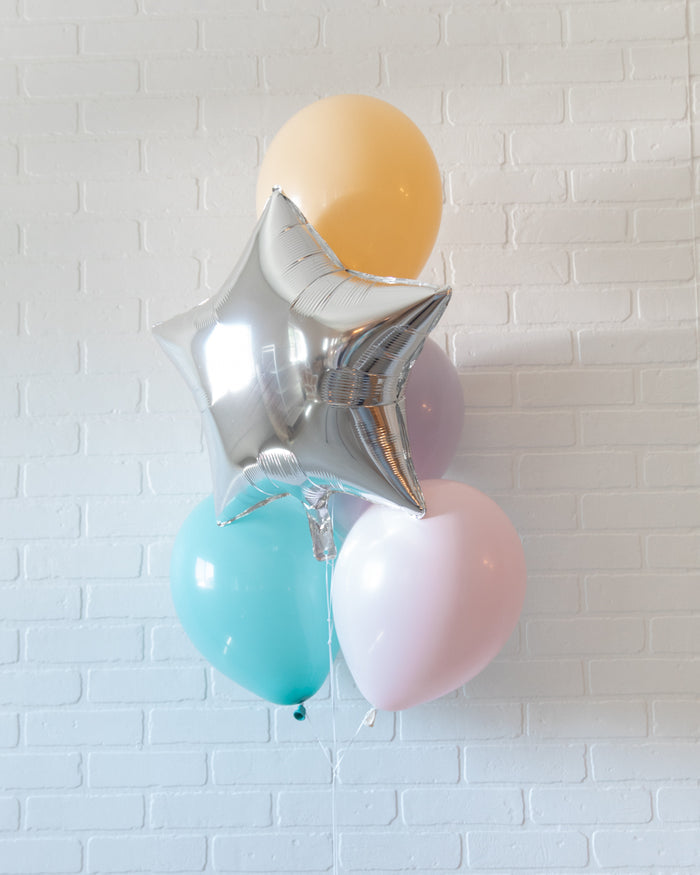 Soft Rainbow - Foil and 11in Balloons - bouquet of 5