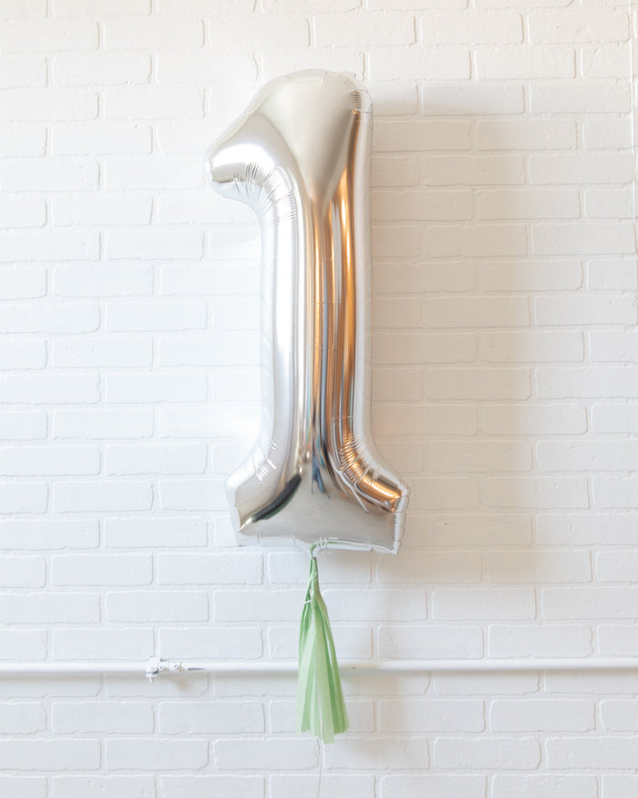 Soft Rainbow - Individual Floating Foil Number with Skirt