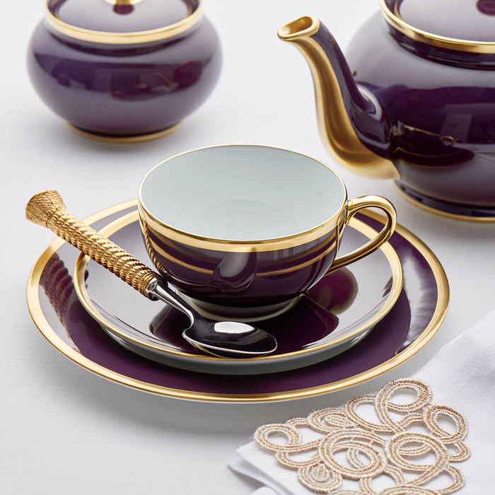 Legle Limoges Sous Le Soleil Aubergine Teacup & Saucer