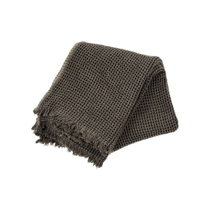 Stonewashed Waffle Throw in Dark Grey