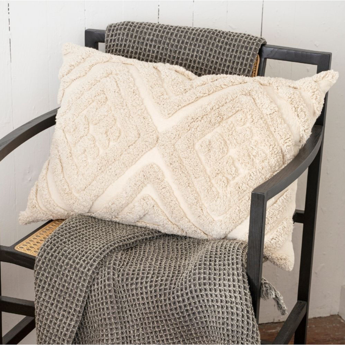Stonewashed Waffle Throw in Dark Grey