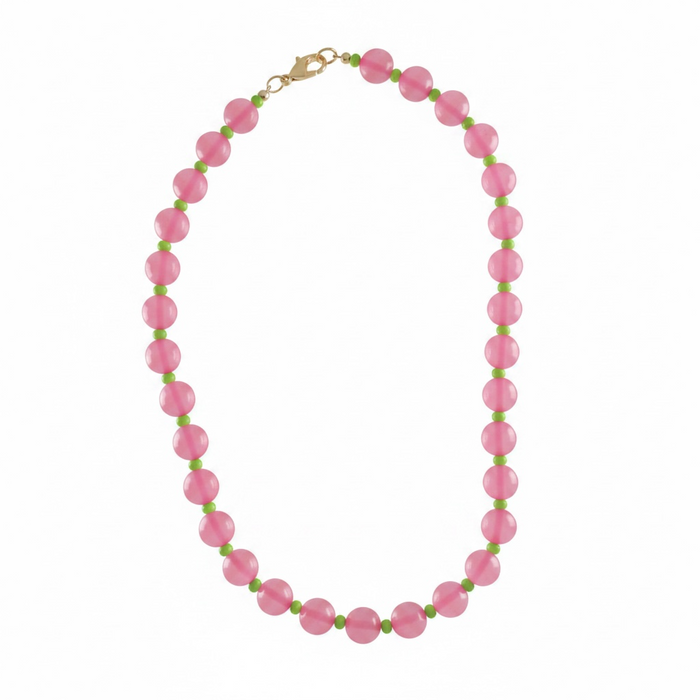 Strawberry Lime Beaded Necklace
