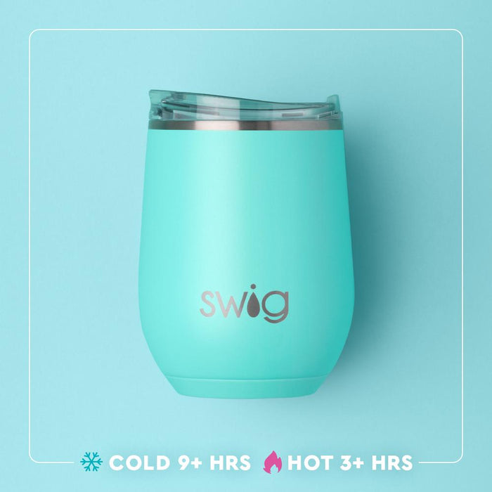 Swig - Stemless Wine Cup 12oz- Gingham Blue - Findlay Rowe Designs