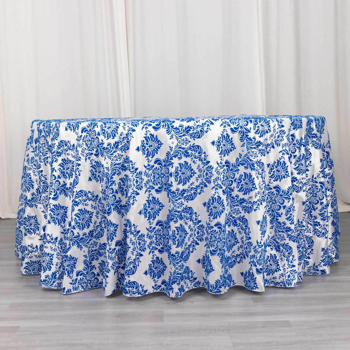 Blue floral patterned tablecloth for events and gatherings.