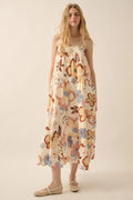 Textured Floral-Print Tiered Ruffle Maxi Dress