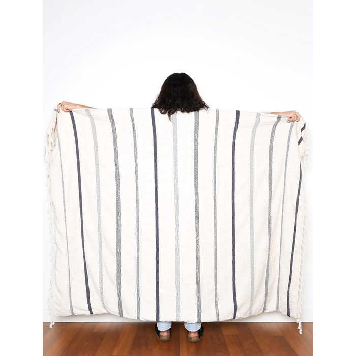 The Camden Throw - Navy Stripe