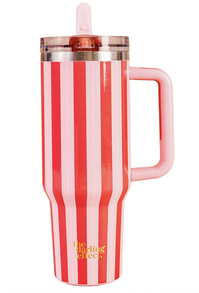 The Darling Effect 40oz Lifestyle Flip Tumbler-Peppermint Stripes