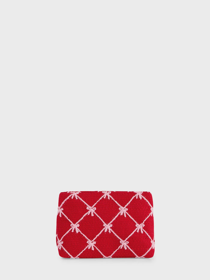Tinsel Bow Red Zip Pouch
