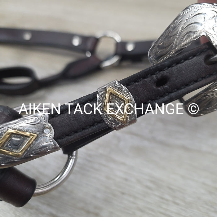 Tory Leather Silver Plated Diamond Show Halter, Size Full