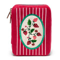 Velvet Jewelry Zip Case / Organizer - Strawberry Season -Red