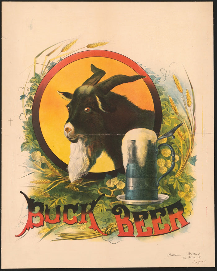 Vintage Bock Beer Poster, 1885