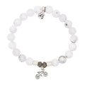 White Chalcedony Gemstone Bracelet with Just Cruise Sterling Silver Charm