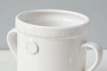 WHITE HANDTHROWN CROCK
