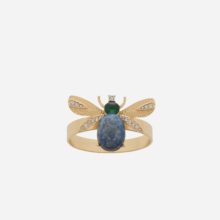 Winged Bug Napkin Ring Lapis Lazuli - Set of 4