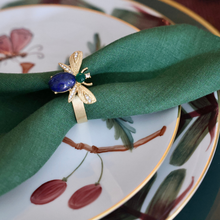 Winged Bug Napkin Ring Lapis Lazuli - Set of 4