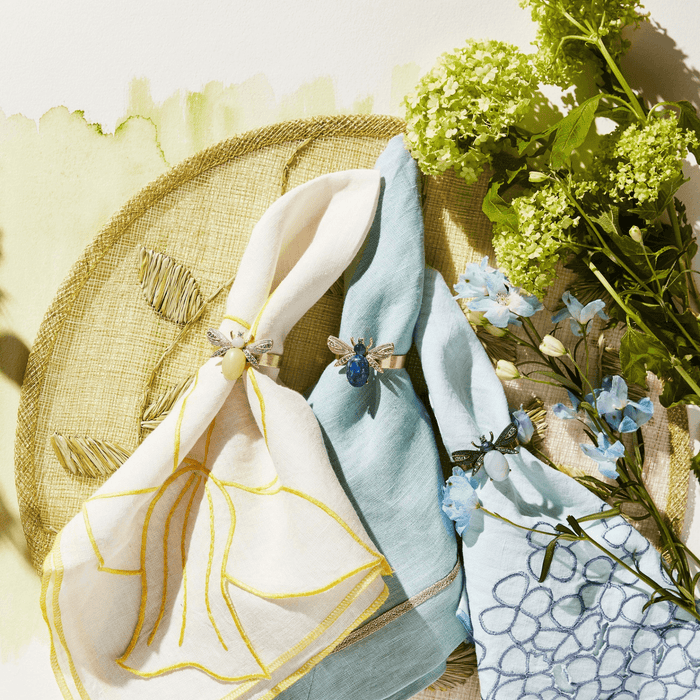 Winged Bug Napkin Ring Lapis Lazuli - Set of 4