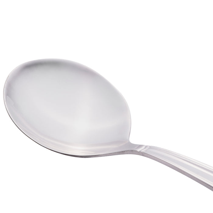 World Tableware 146 016 Vermont 6 1/8" 18/0 Stainless Steel Heavy Weight Bouillon Spoon - 12/Pack