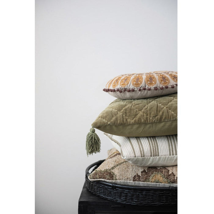 Woven Jute, Wool & Cotton Kilim Pillow with Cotton Back, Multi Color - Chapin Furniture