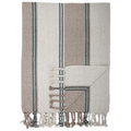 Woven Recycled Cotton Blend throw With Stripes & Fringe